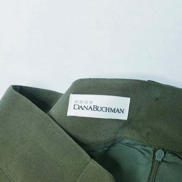 NWT Vintage Dana Buchman Washed Silk Career Skirt Olive Green - Picture 9 of 9